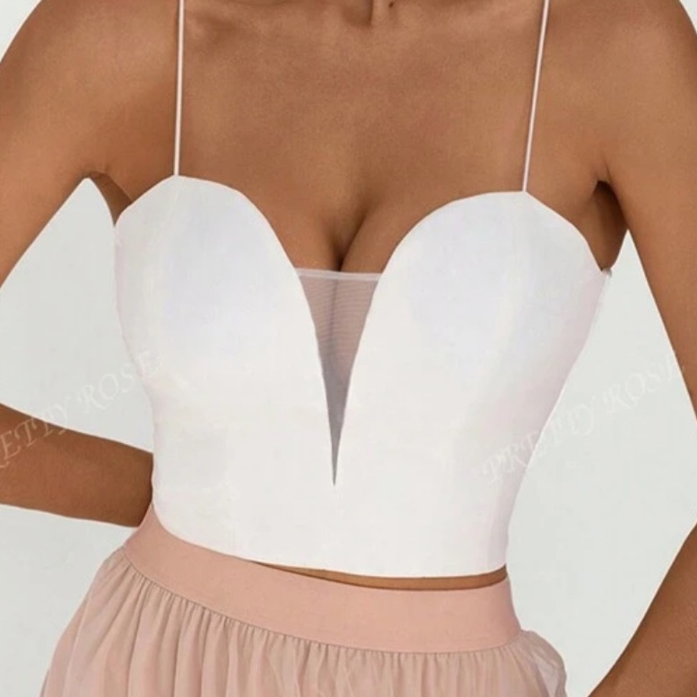 SHEIN White V-Neck Crop Top